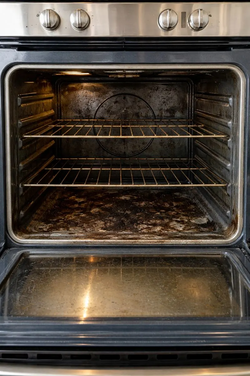 Dirty oven before cleaning
