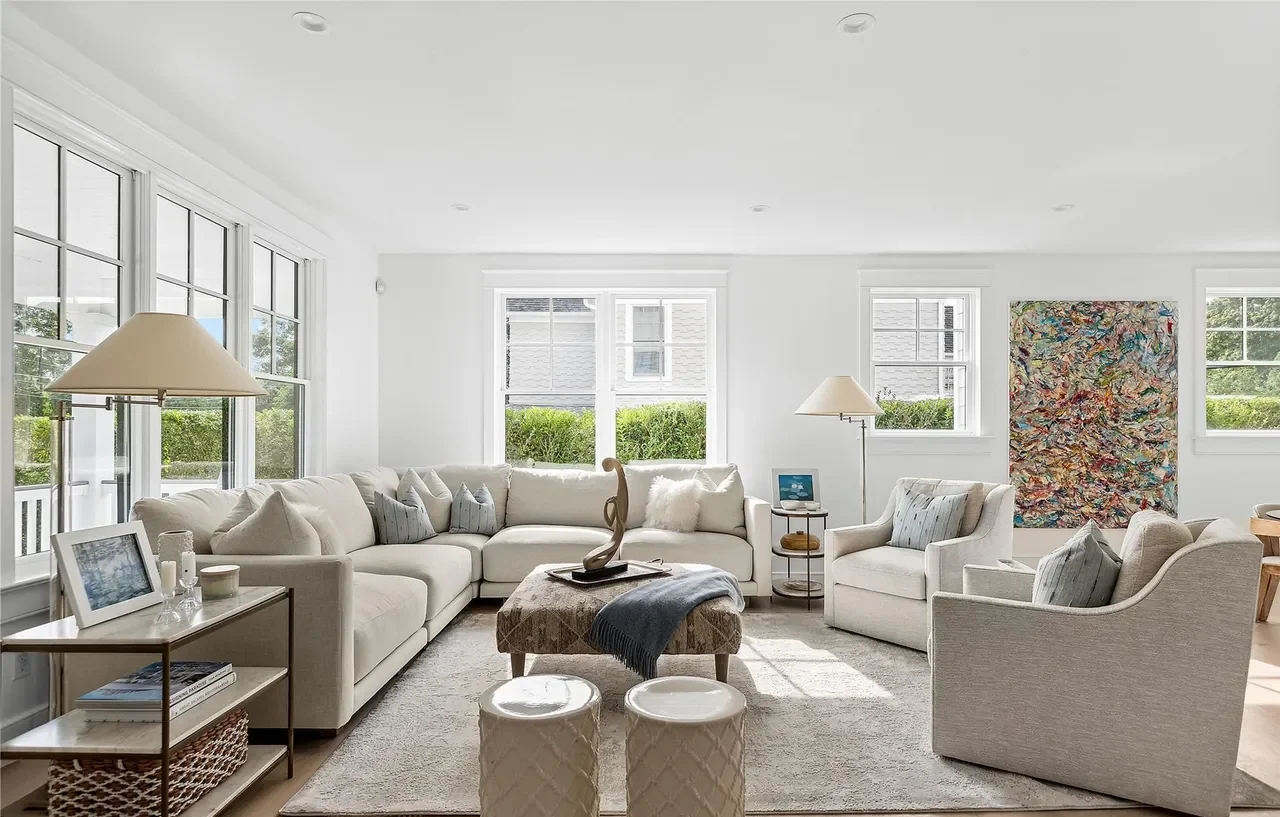 Clean, bright Long Island living room with natural light