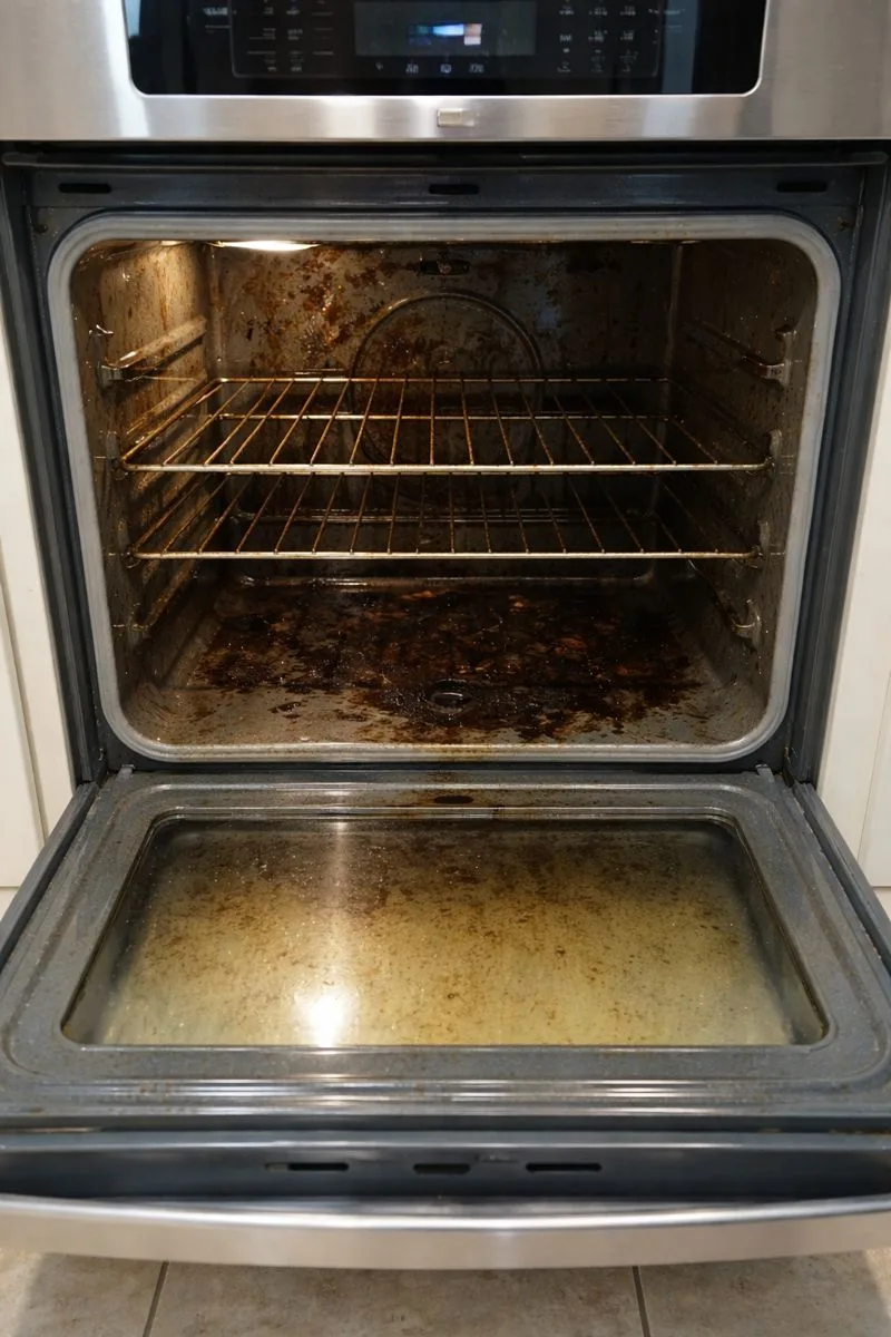 Dirty oven before cleaning