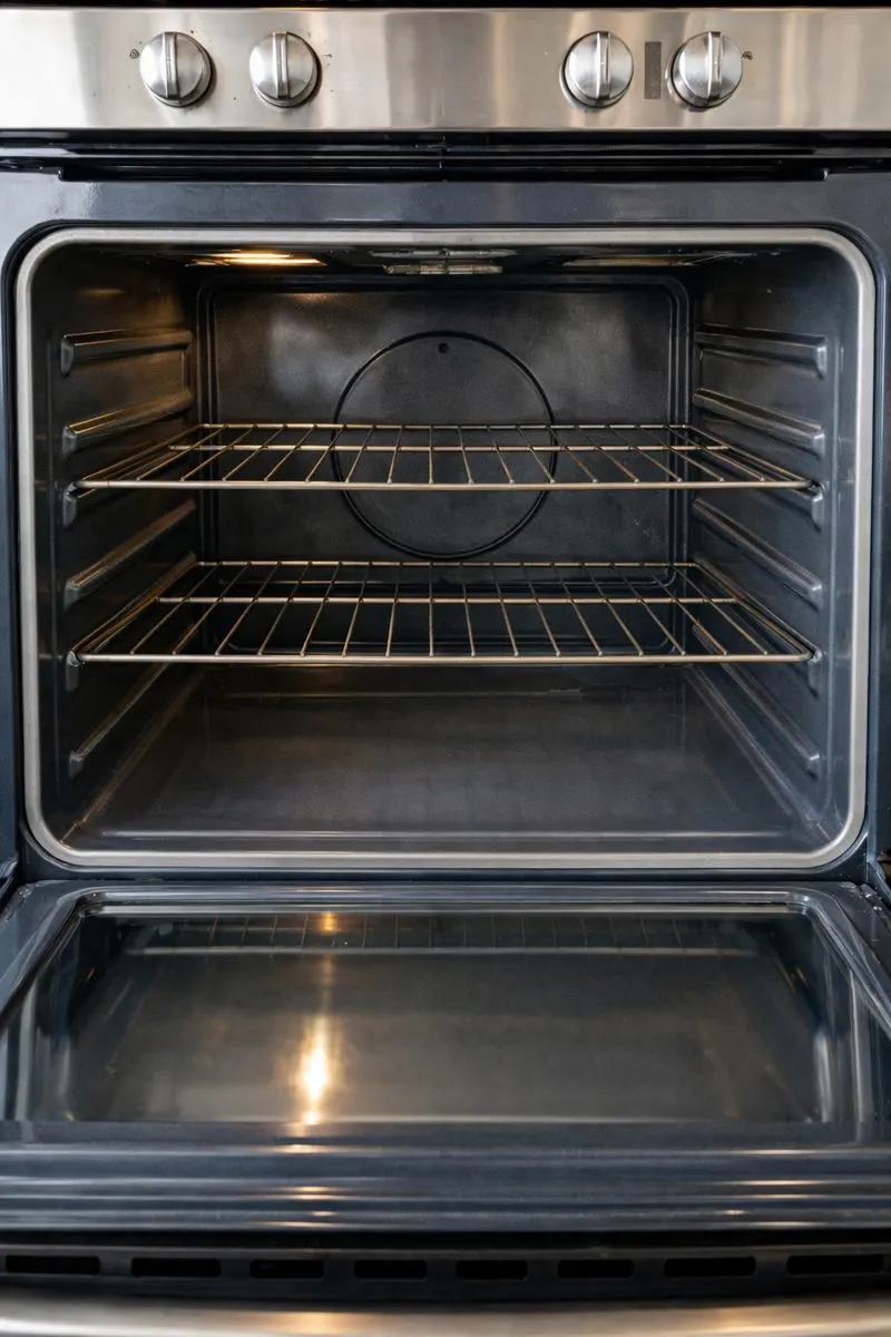 Sparkling clean oven after cleaning