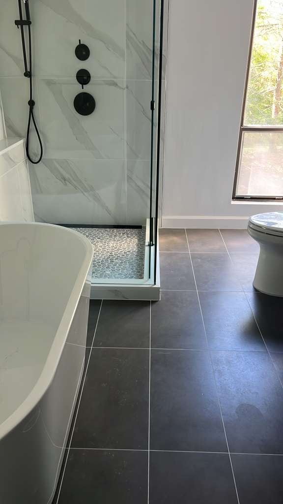Luxury bathroom post-construction cleaning on Long Island
