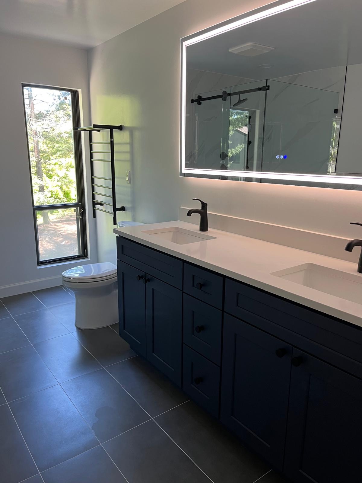 Luxury bathroom post-construction cleaning on Long Island